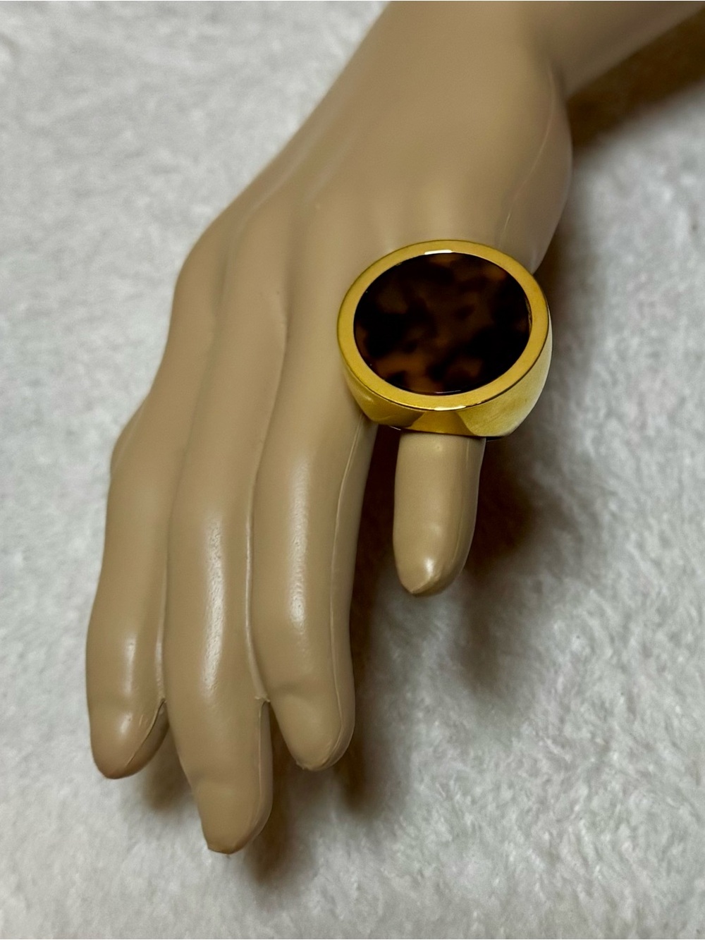 Michael Kors Gold-Tone Ring with Brown Tortoiseshell Center